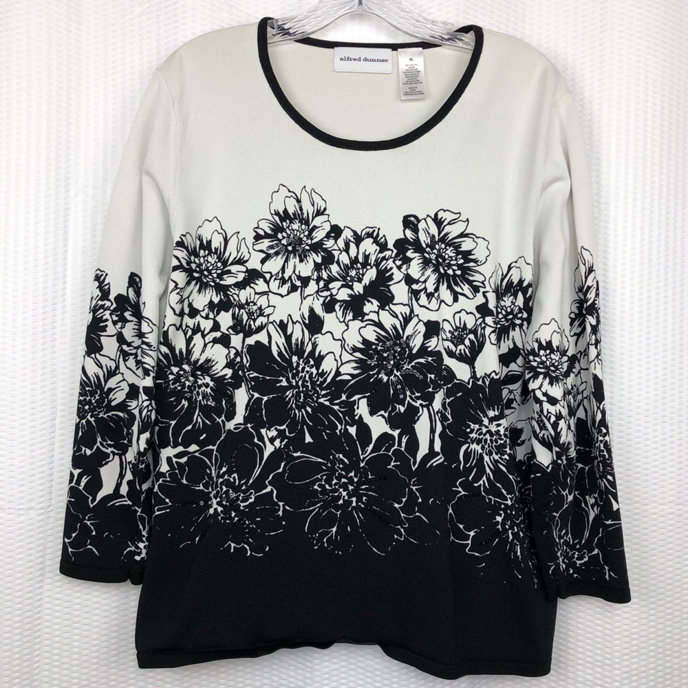 🔥3/$20 Alfred Dunner Floral Sequin Sweater